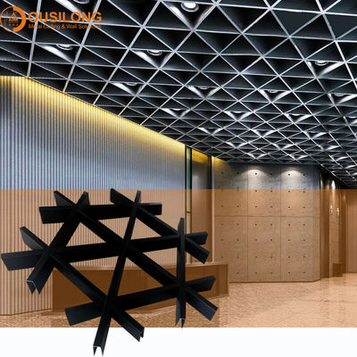 Techo triangular de la rejilla del metal de la galería que construye los materiales de aluminio de la pared techo/de aluminio decorativos del perfil