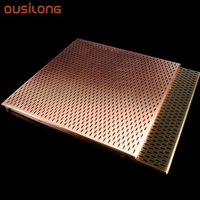 Techo de oro del cuadrado del metal del color de la instalación fácil acústica de cobre metálica del techo suspendido