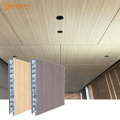 los paneles de bocadillo de aluminio de la base de panal del grano de madera 20m m incombustible de 10m m 15m m para la pared de cortina